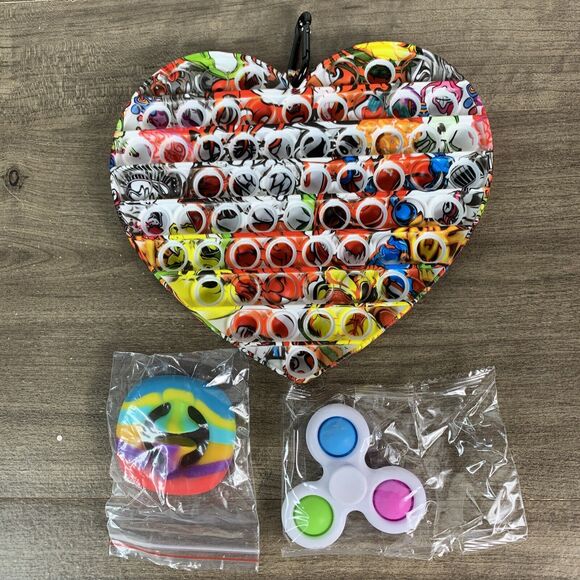 Heart Pop Bubble Fidget Sensory Toy Bubble Popping, Silicone Fidget Snapper Grab - Picture 1 of 6